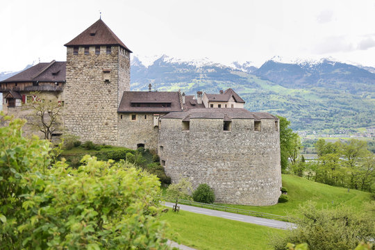 Vaduz, Liechtenstein - May 2019. Liechtenstein - Gutenberg Castle. Royal castle in Vaduz, Liechtenstein. official residence of the Prince of Liechtenstein. Vaduz Castle and Burg Gutemberg