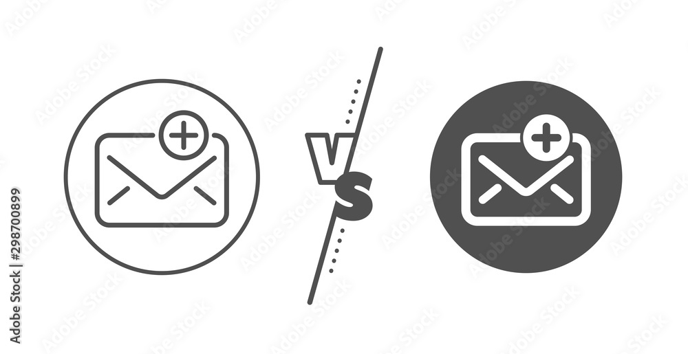 Aufkleber add message correspondence sign. versus concept. new mail line icon. e-mail symbol. line vs classic 