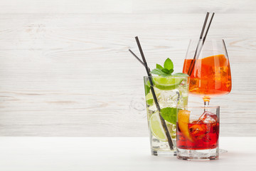Three classic cocktail glasses