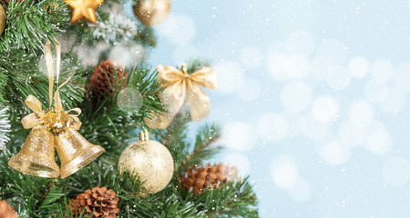 Christmas card with decorated fir tree