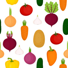 Colorful vegetables seamless pattern.