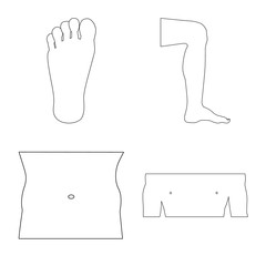 Vector illustration of human and part icon. Set of human and woman vector icon for stock.