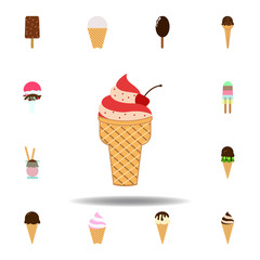 ice cream strawberry colored icon. Element of ice cream illustration icon. Signs and symbols can be used for web, logo, mobile app, UI, UX on white background