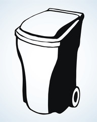 Large street trash can. Vector drawing