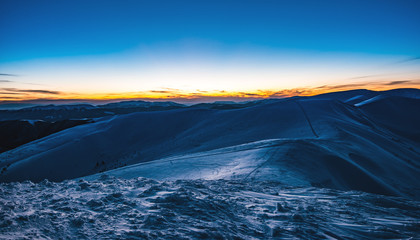 Stunning beautiful views of slopes in ski resort