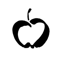 Apple vector sketch icon isolated on background. Hand drawn ink brush illustration. Icon for infographic, website or app