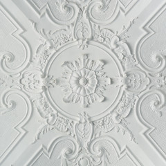 Decorative White Baroque Style Plaster Ceiling