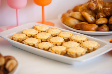 cheese pastry on a plate at birthday party