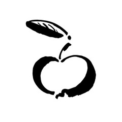 Apple vector sketch icon isolated on background. Hand drawn ink brush illustration. Icon for infographic, website or app