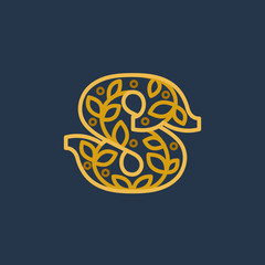 Elegant linear letter S initial ornate logotype.