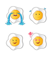 set of sunny side up mascot vector cartoon art illustration