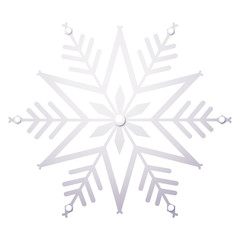 Silver snowflake vector with perl isolated on white, christmas winter icon