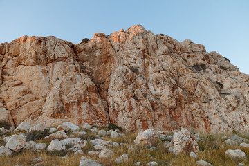 Fototapeta premium Cape Greko national park view. Rocks, hills, meadows and sea coast.