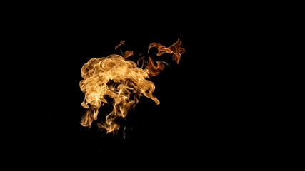Fire flames on black background. fire on black background isolated. fire patterns