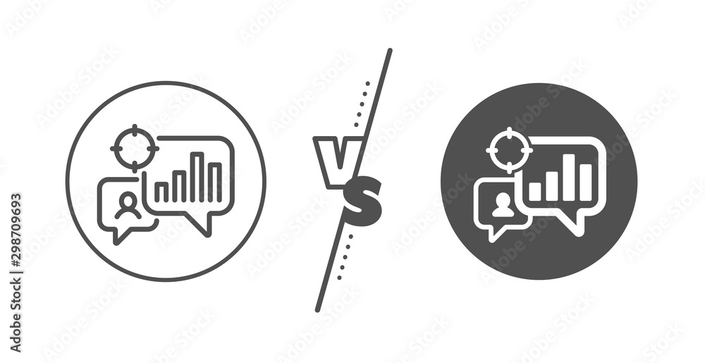 Poster search engine optimization sign. versus concept. seo statistics line icon. analytics chart symbol. l