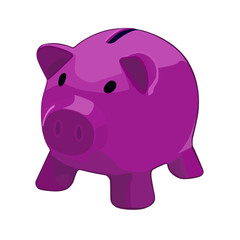 money box pink realistic vector illustration isolated