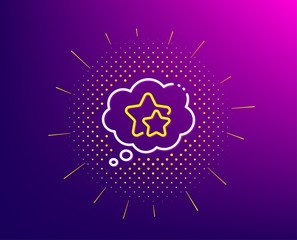 Ranking stars speech bubble line icon. Halftone pattern. Star rating sign. Best rank symbol. Gradient background. Ranking stars line icon. Yellow halftone pattern. Vector