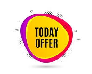 Today offer symbol. Banner text shape. Special sale price sign. Advertising discounts symbol. Geometric vector banner. Today offer text. Gradient shape badge. Halftone pattern. Vector