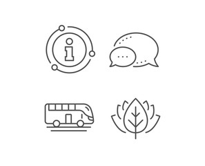 Bus tour transport line icon. Chat bubble, info sign elements. Transportation sign. Tourism or public vehicle symbol. Linear bus tour outline icon. Information bubble. Vector