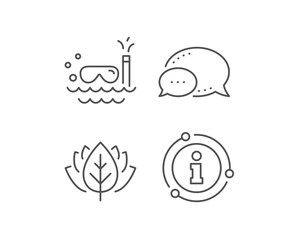 Travel scuba diving line icon. Chat bubble, info sign elements. Trip swimming sign. Holidays symbol. Linear scuba diving outline icon. Information bubble. Vector