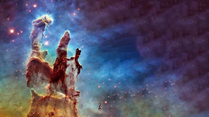 Poster Ergens in de diepe ruimte. Carina Nebula ster geboorte. Sciencefiction behang. Elementen van deze afbeelding zijn geleverd door NASA. © ALEXANDR YURTCHENKO