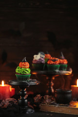 Halloween cupcake with pumpkin
