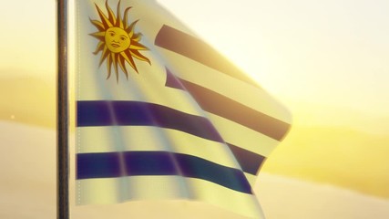 Uruguay flag waving in the wind at sunset - Powered by Adobe