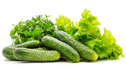 Lettuce and fresh cucumbers.