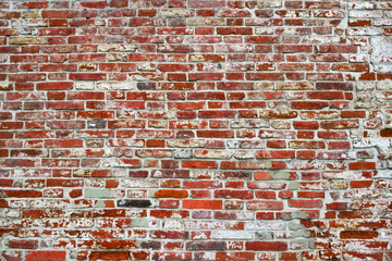 17th century brickwork texture. Red brick wall.