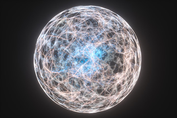 Glowing lines and creative geometries, 3d rendering.