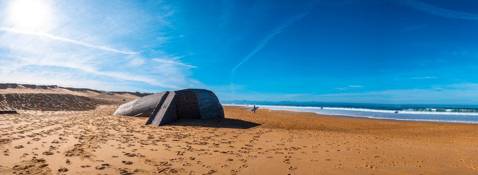 Labenne Oc&eacute;an, les Landes / France &raquo;; October 26, 2019: World War Bunkers on Labenne Oc&eacute;an Beach