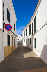 Architecture of beautiful Fornells village in the north of Menorca, Spain