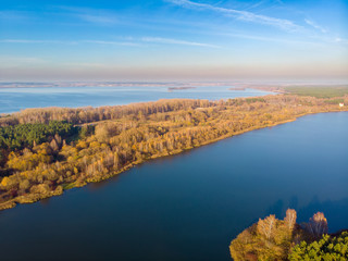 Obraz premium The aerial view of Minsk sea from drone. Minsk, Belarus