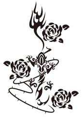 トライバル。 サラマンダーのタトゥー。 リザードのステッカーデザイン。