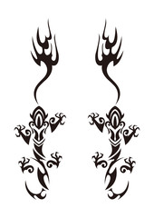 トライバル。 サラマンダーのタトゥー。 リザードのステッカーデザイン。