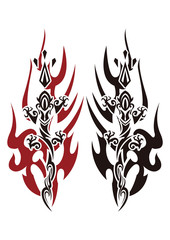 トライバル。 サラマンダーのタトゥー。 リザードのステッカーデザイン。