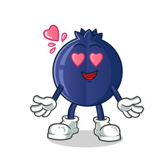 blue berry fall in love mascot vector cartoon illustration