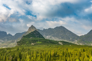 Mountain landscape, Tatra mountains, Poland, Koscielec and Swinica peaks in summer