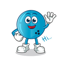 bowling ball waving mascot vector cartoon illustration