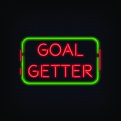 Fototapeta premium Goal Getter Neon Signs Style Text Vector