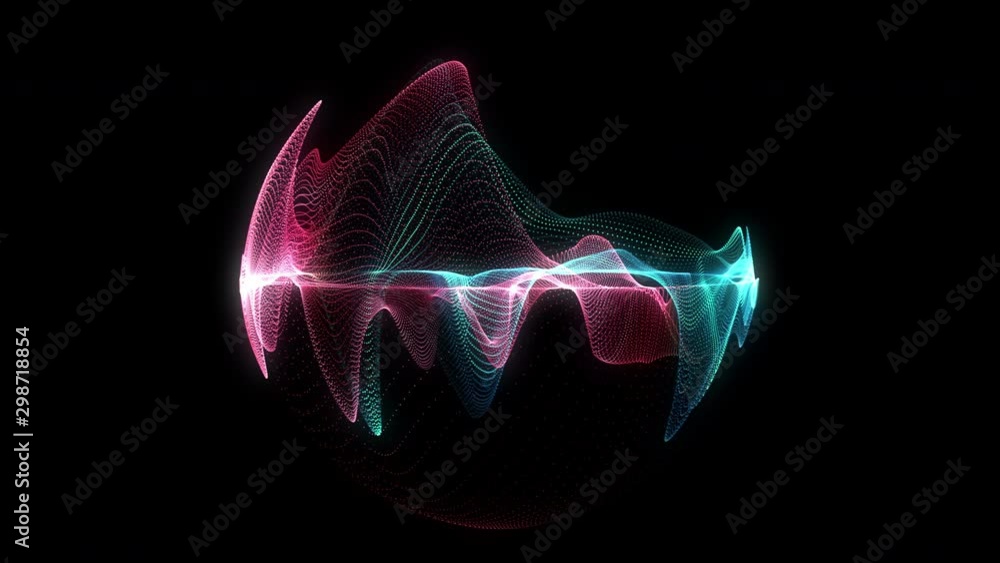 Aufkleber 4k. sphere grid. animation globe. digital background. neon waves. abstract design. blue and red colo