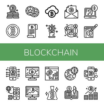 Set Of Blockchain Icons Such As Bitcoin, Tokens, Blockchain, Ledger , Blockchain