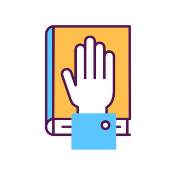 hand taking oath on book clip art preview