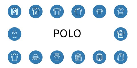 Set of polo icons such as T shirt, Sport shirt, Polo shirt, Waterpolo , polo