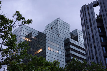 Fototapeta na wymiar large rectangular glass building taipei city