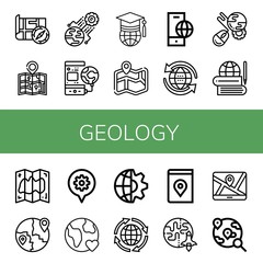 Set of geology icons such as Map, World, Global, Worldwide, Earth , geology