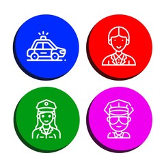 Set of patrol icons such as Police car, Officer, Police officer, Cop , patrol