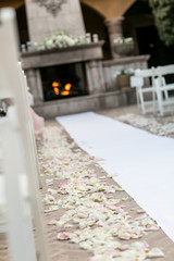wedding aisle runner with fireplace