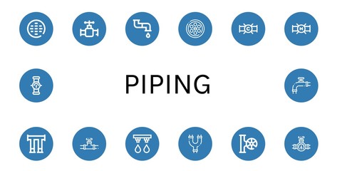 Set of piping icons such as Sewer, Valve, Pipe, Drainage, Irrigation system, Pipes , piping