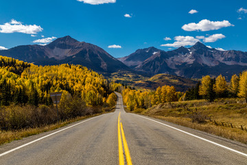 San Juan Scenic Byway near Telluride Colorado on fall day